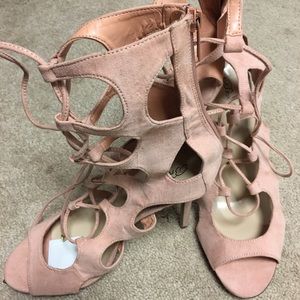 Breckelle's 4 inch pink strappy heels